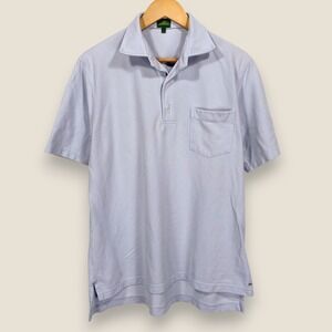 Sid Mashburn Pique Polo Shirt Men Large Gray Cotton Short Sleeve Side Vents